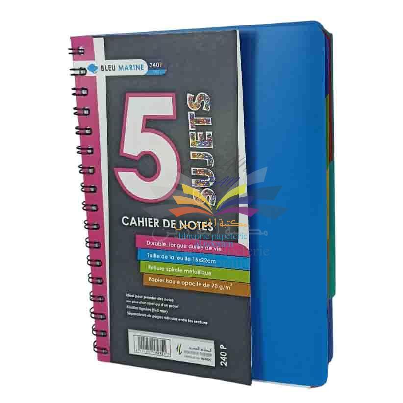 REGISTER SPIRAL 5 SUJETS 240P 80H A5 BLEU MARINE