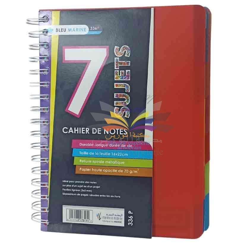 REGISTER SPIRAL 7 SUJETS 336P 80H A5 BLEU MARINE