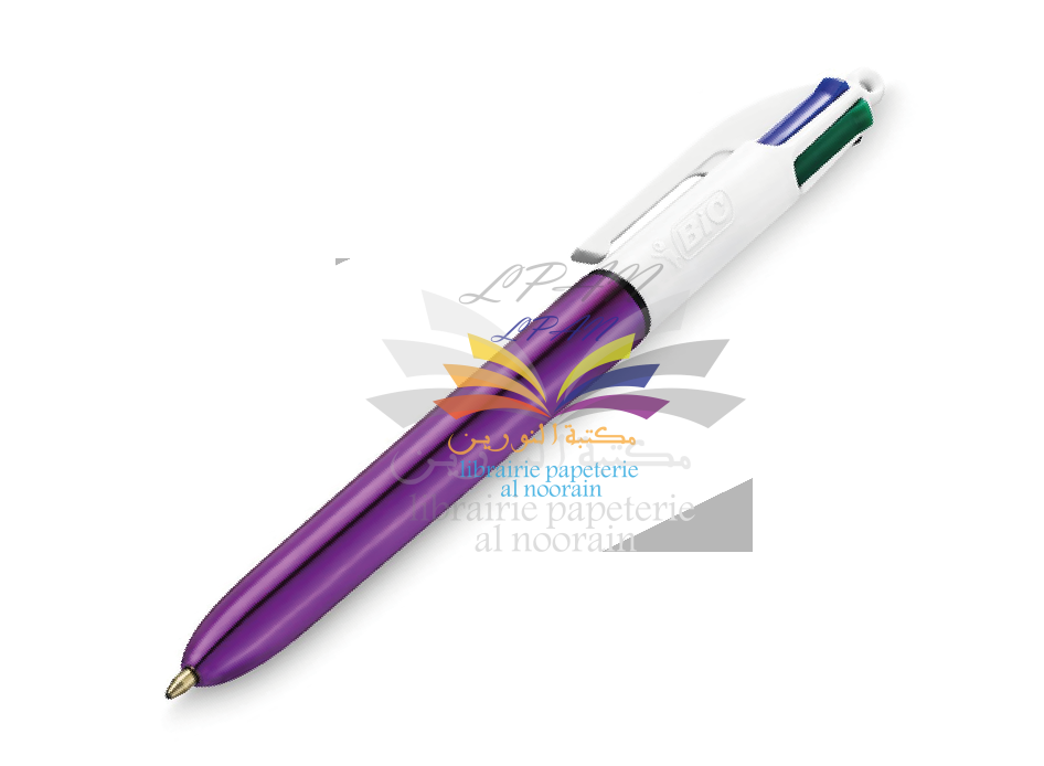 STYLO A BILLE BIC 4 COULEURS SHINE CORPS VIOLET METAMISE