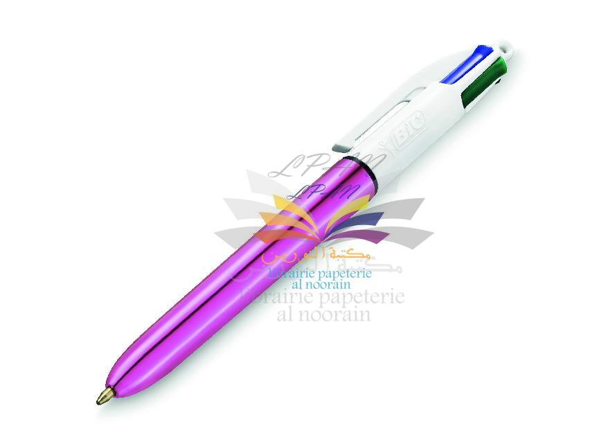 STYLO A BILLE BIC 4 COULEURS SHINE CORPS ROSE FUCHSIA
